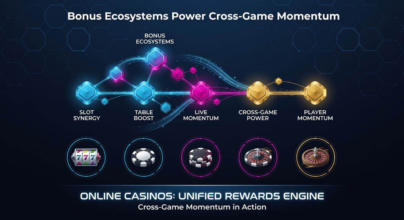 Dynamic graphic of bonus chains exploding across slot reels, table felts, and lotto boards in a unified casino dashboard