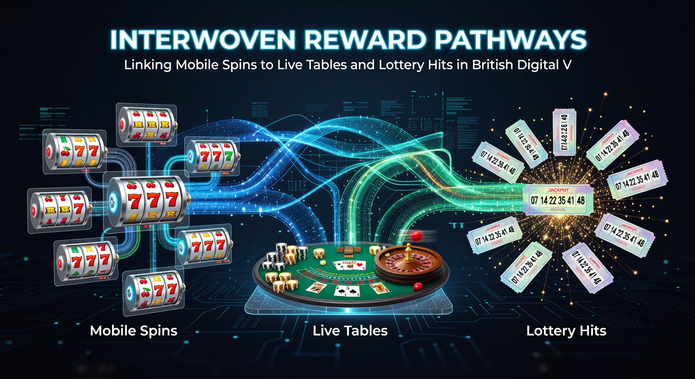 Diagram showing reward flow from mobile spins through live dealer tables into lottery hit pathways