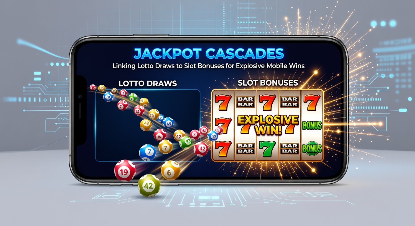 Dynamic cascade sequence on a smartphone: lotto numbers overlay slot reels, triggering bonus explosions and jackpot climbs