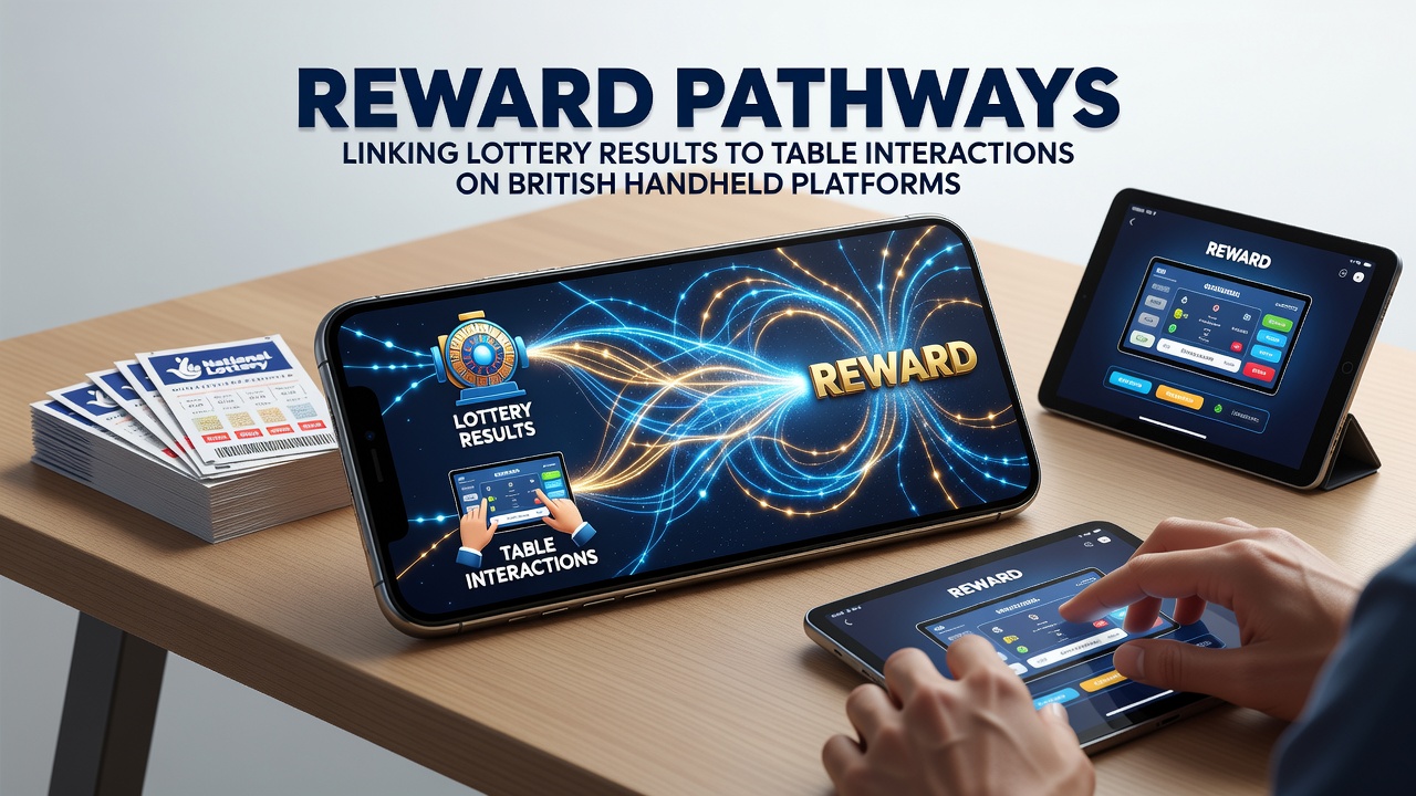 Mobile screen displaying linked lottery and table game interfaces on a British handheld platform