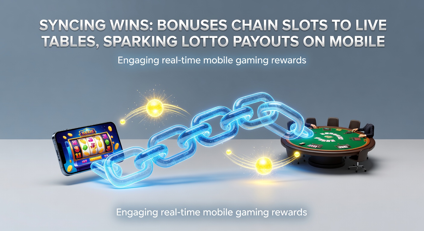 Vibrant mobile screen showing interconnected slot reels, live dealer table, and lotto draw syncing bonuses in real-time